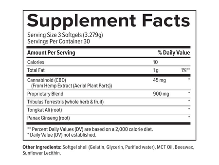 Supplemental facts for pluscbd ignite softgels