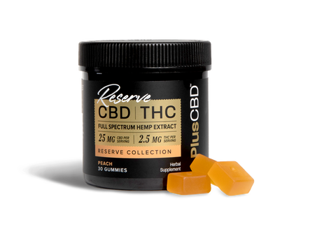 CBD Oil Gummies 25mg CBD, 2.5mg THC, 30ct, Peach