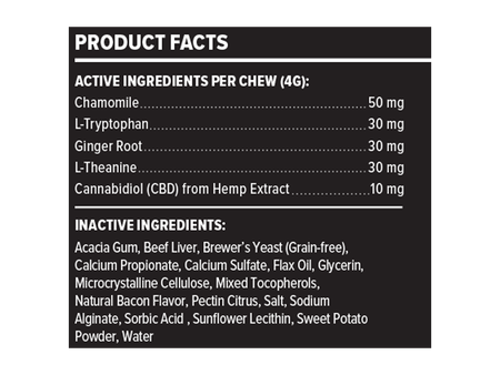 CBD Calming Pet Chews 10ct Ingredients