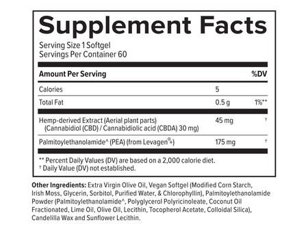 Supplemental Facts for CBD Relief Softgels, 60ct